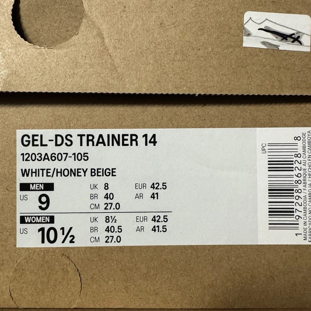 Brand New Asics Gel-DS Trainer 14 1203A607-105 White Honey Beige Men's Size 9
